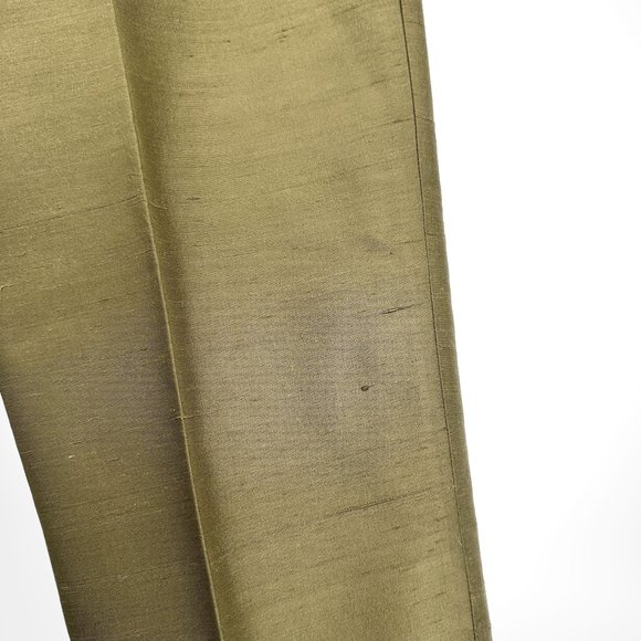 90's/Y2K Vintage Olive Silk Shantung Cigarette Pants - Picture 5 of 12